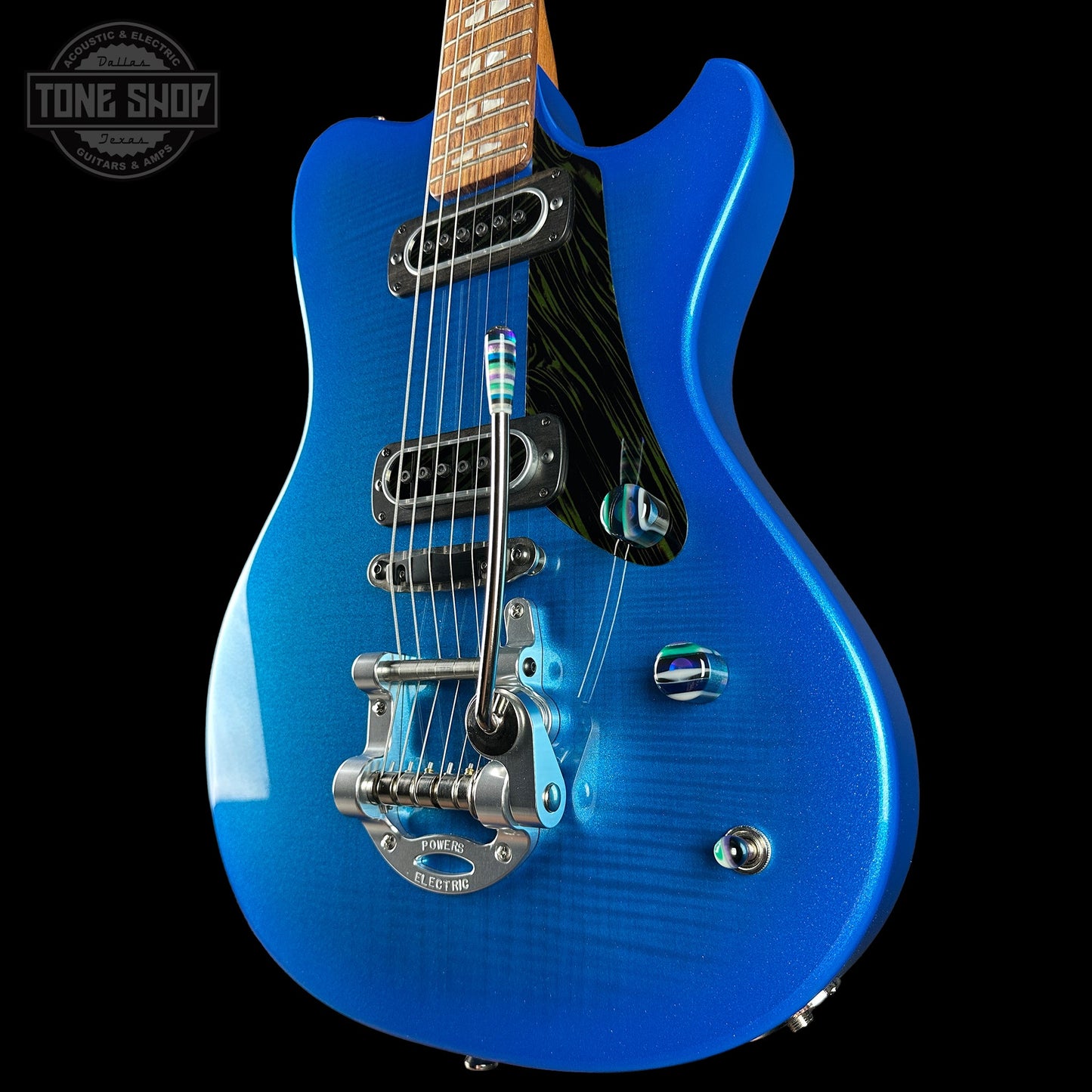 Powers Electric A-Type Select Maple Cruise Night Blue Ghost Flame PF42 Firestripe Delrin Cool CamTail w/Bag