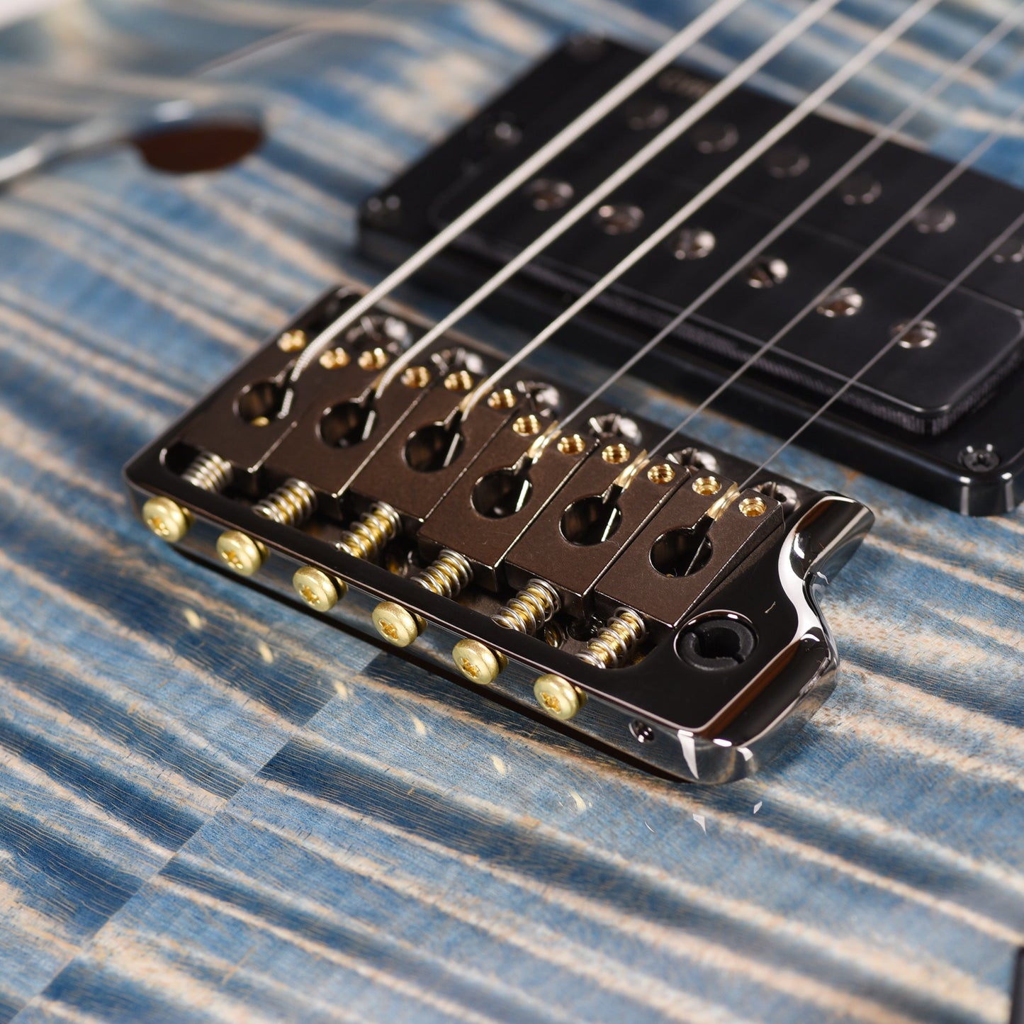 PRS Custom 24 Semi-Hollow Artist Flame Maple Top Awabi Birds Private Stock Faded Indigo w/Natural Back