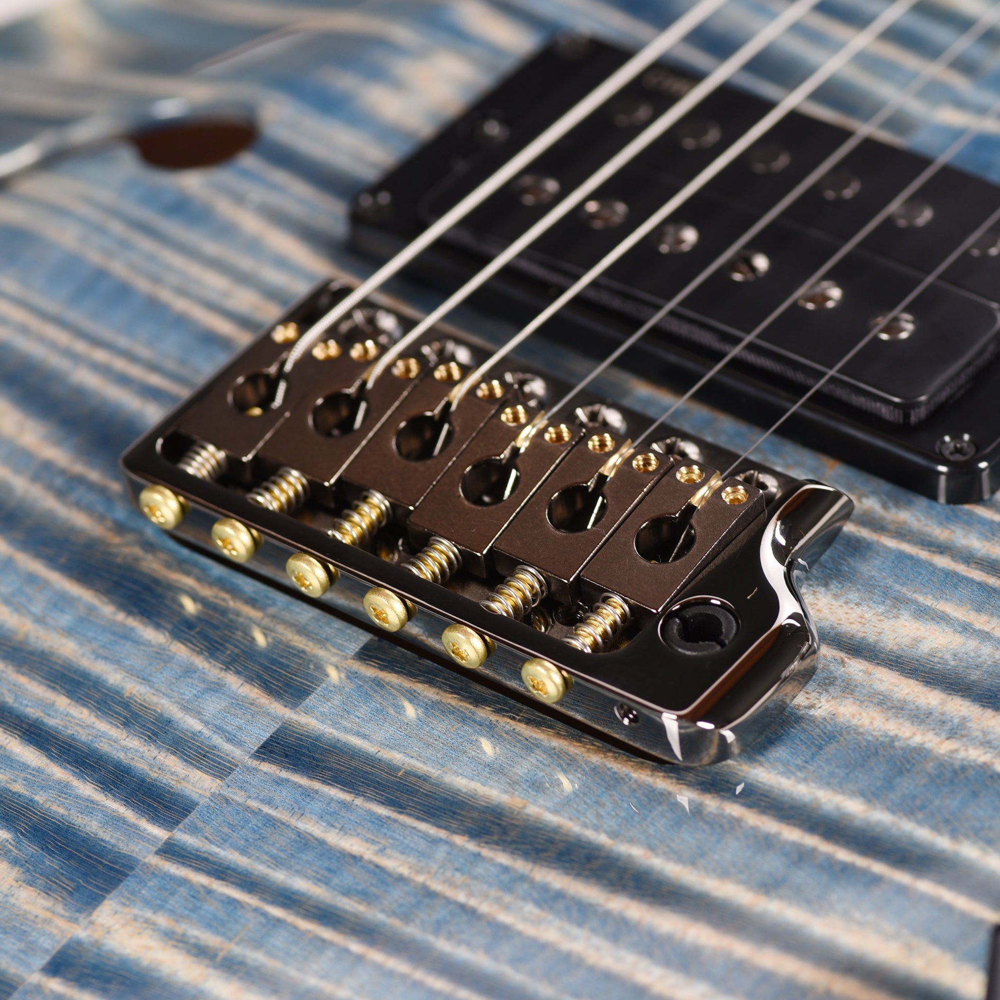 PRS Custom 24 Semi-Hollow Artist Flame Maple Top Awabi Birds Private Stock Faded Indigo w/Natural Back