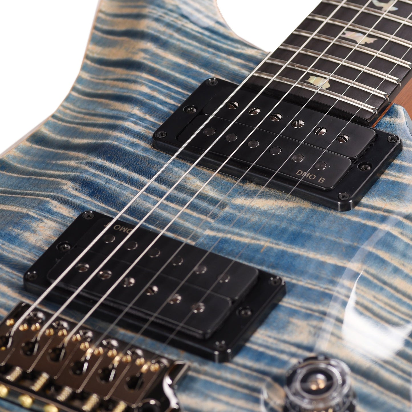 PRS Custom 24 Semi-Hollow Artist Flame Maple Top Awabi Birds Private Stock Faded Indigo w/Natural Back