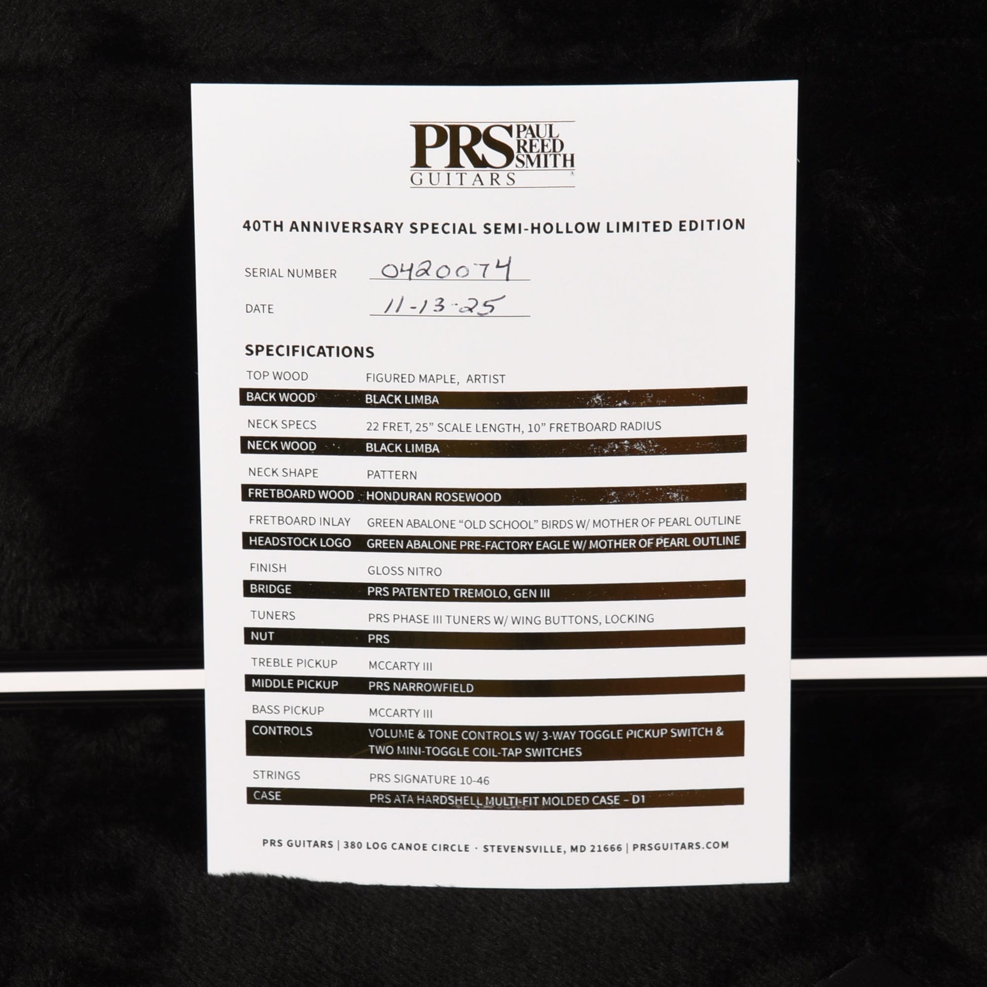 PRS 40th Anniversary Limited Edition Special Semi-Hollow Faded Whale Blue w/Natural Back