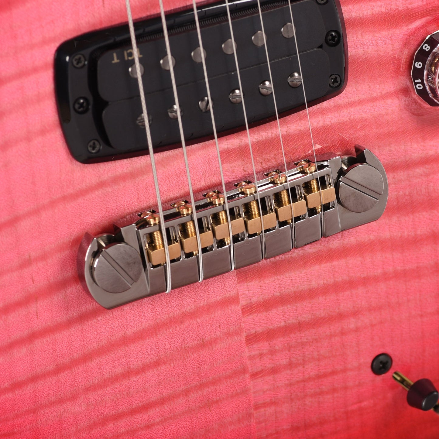 PRS Private Stock #12224 Modern Eagle V Curly Maple/Swamp Ash Blood Red Glow w/Black Wash Back & Bats in Flight Inlay
