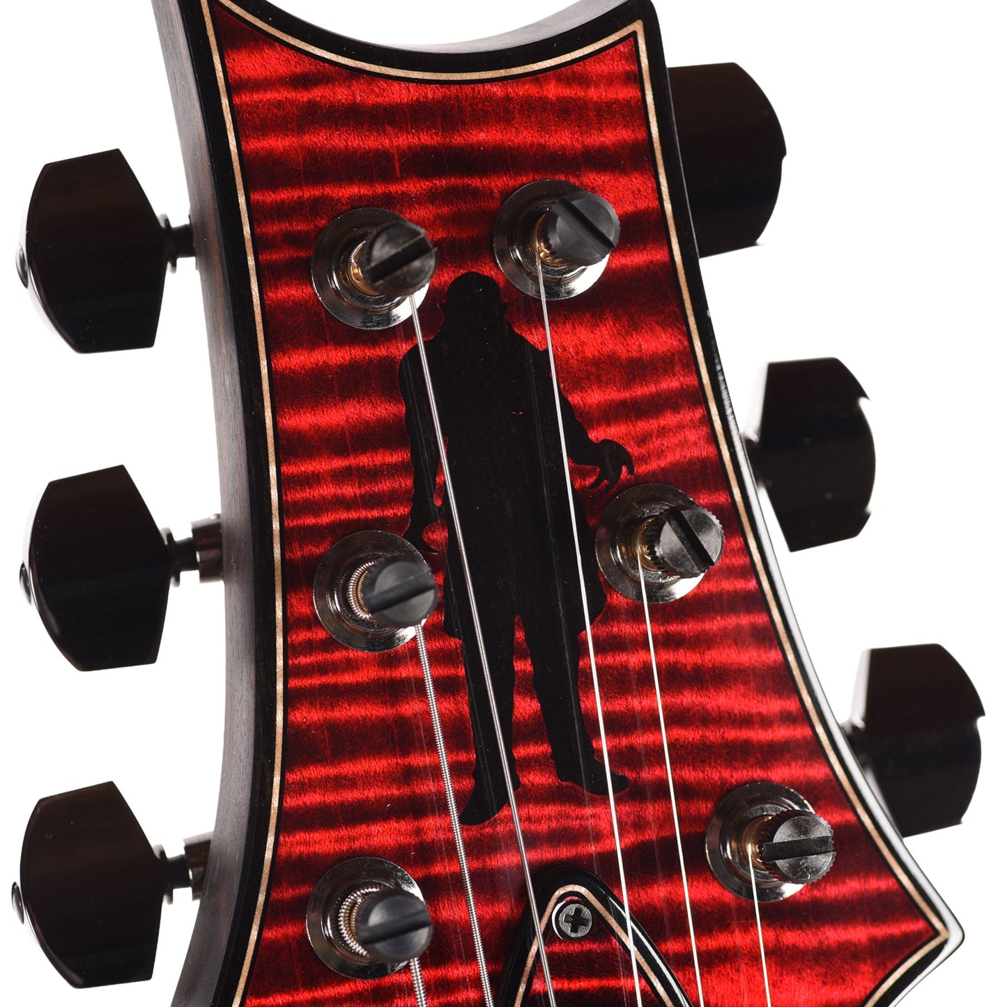 PRS Private Stock #12224 Modern Eagle V Curly Maple/Swamp Ash Blood Red Glow w/Black Wash Back & Bats in Flight Inlay