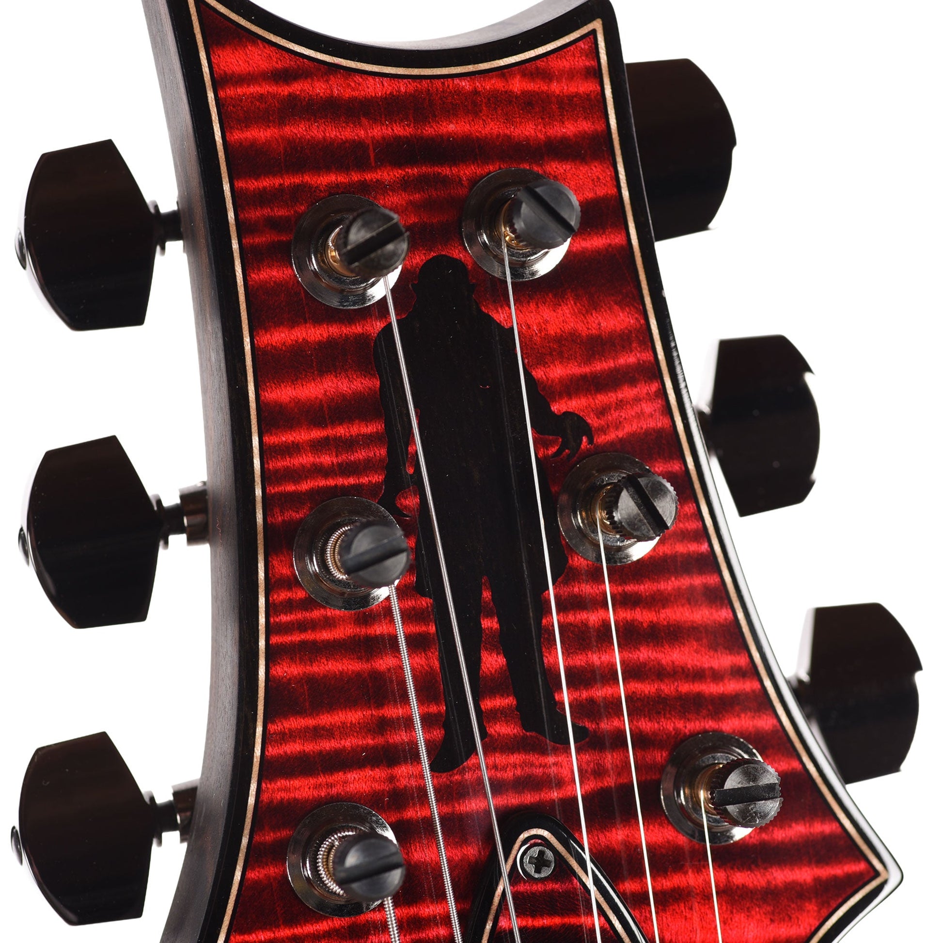 PRS Private Stock #12224 Modern Eagle V Curly Maple/Swamp Ash Blood Red Glow w/Black Wash Back & Bats in Flight Inlay