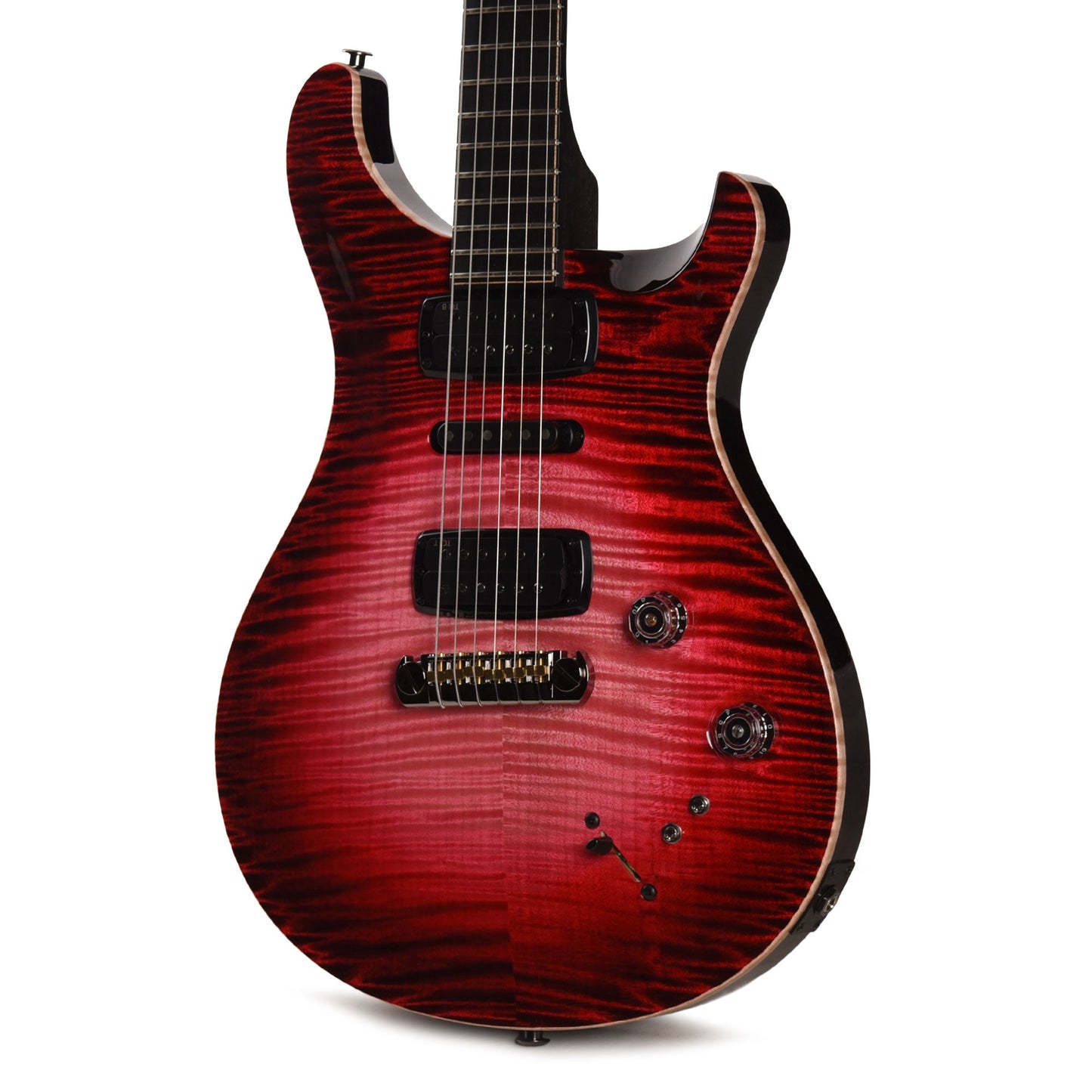 PRS Private Stock #12224 Modern Eagle V Curly Maple/Swamp Ash Blood Red Glow w/Black Wash Back & Bats in Flight Inlay
