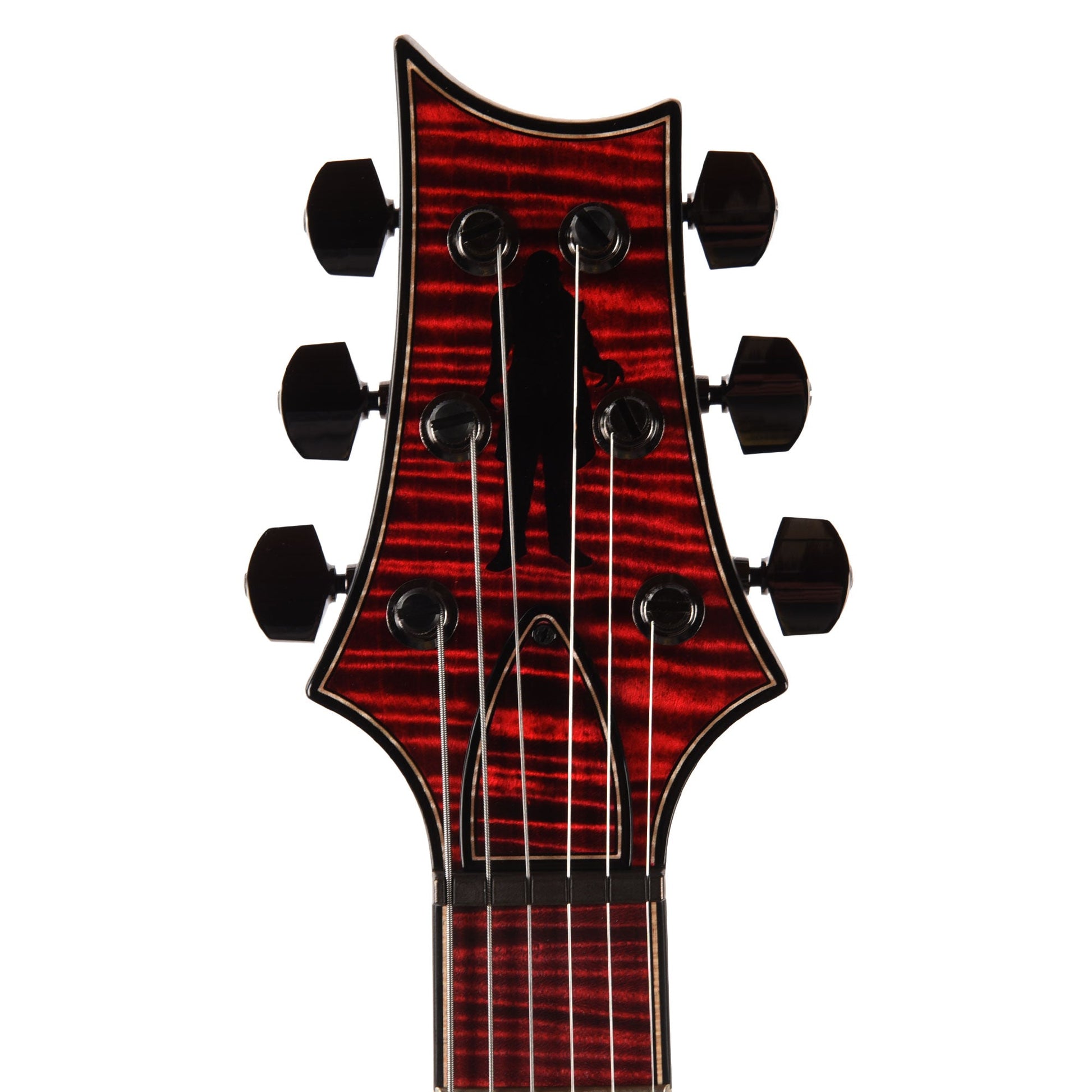 PRS Private Stock #12224 Modern Eagle V Curly Maple/Swamp Ash Blood Red Glow w/Black Wash Back & Bats in Flight Inlay