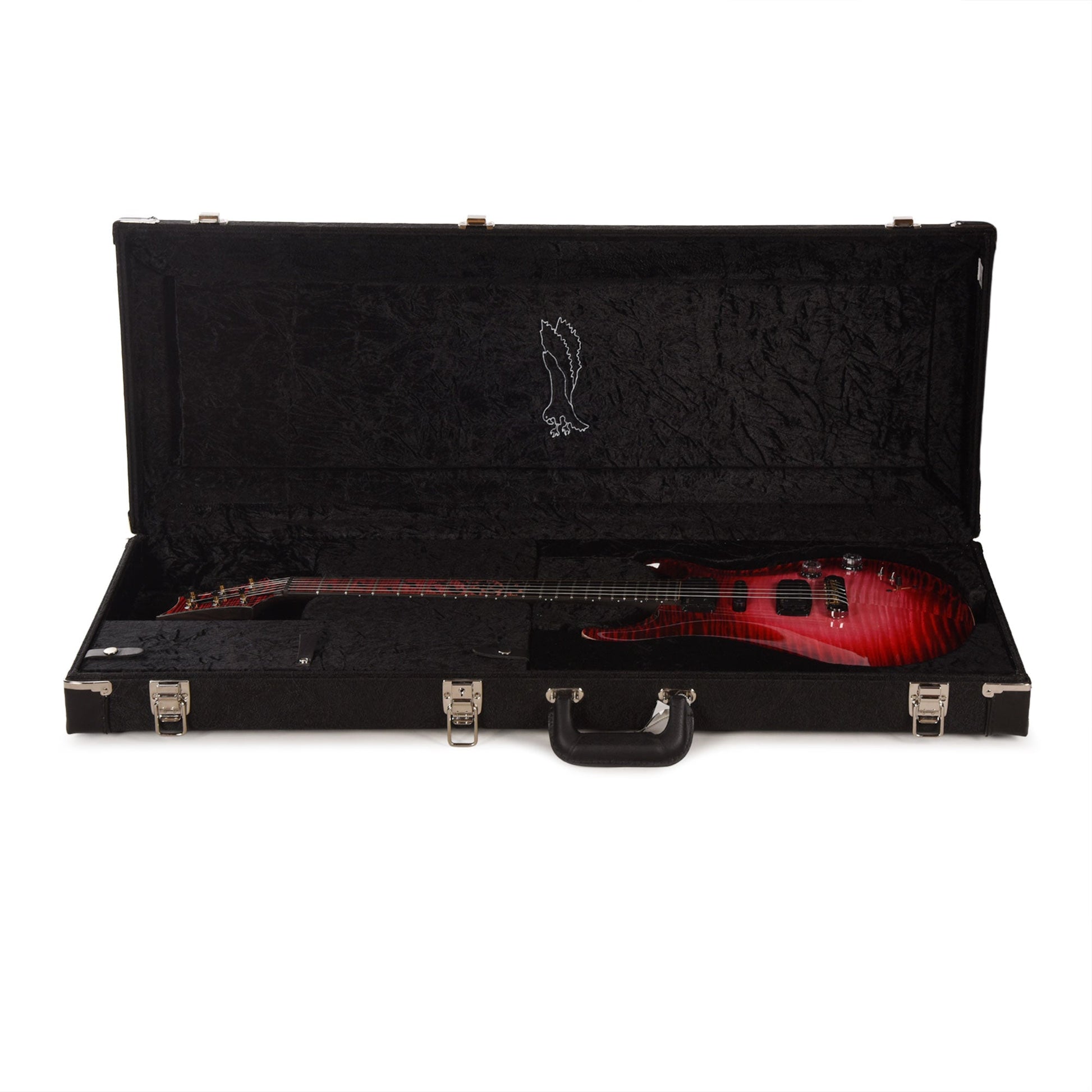 PRS Private Stock #12224 Modern Eagle V Curly Maple/Swamp Ash Blood Red Glow w/Black Wash Back & Bats in Flight Inlay