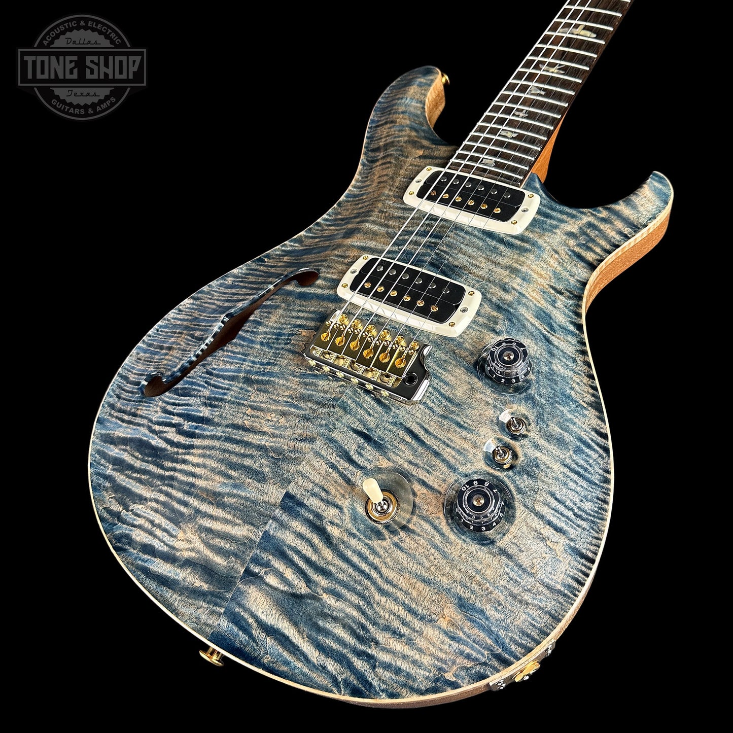 PRS 40th Anniversary Custom 24-08 Semi-Hollow Limited Faded Whale Blue Natural Back w/case