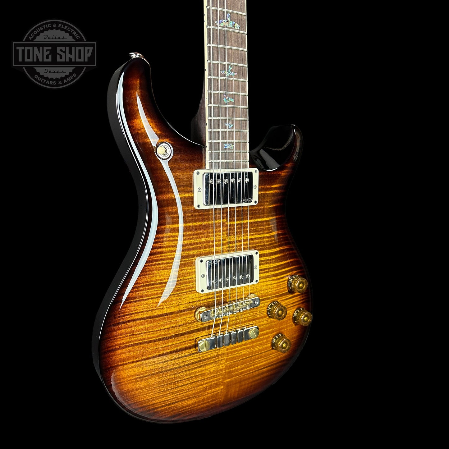 PRS Wood Library McCarty 594 Black Gold Sunburst 10-top Brazilian FB w/case