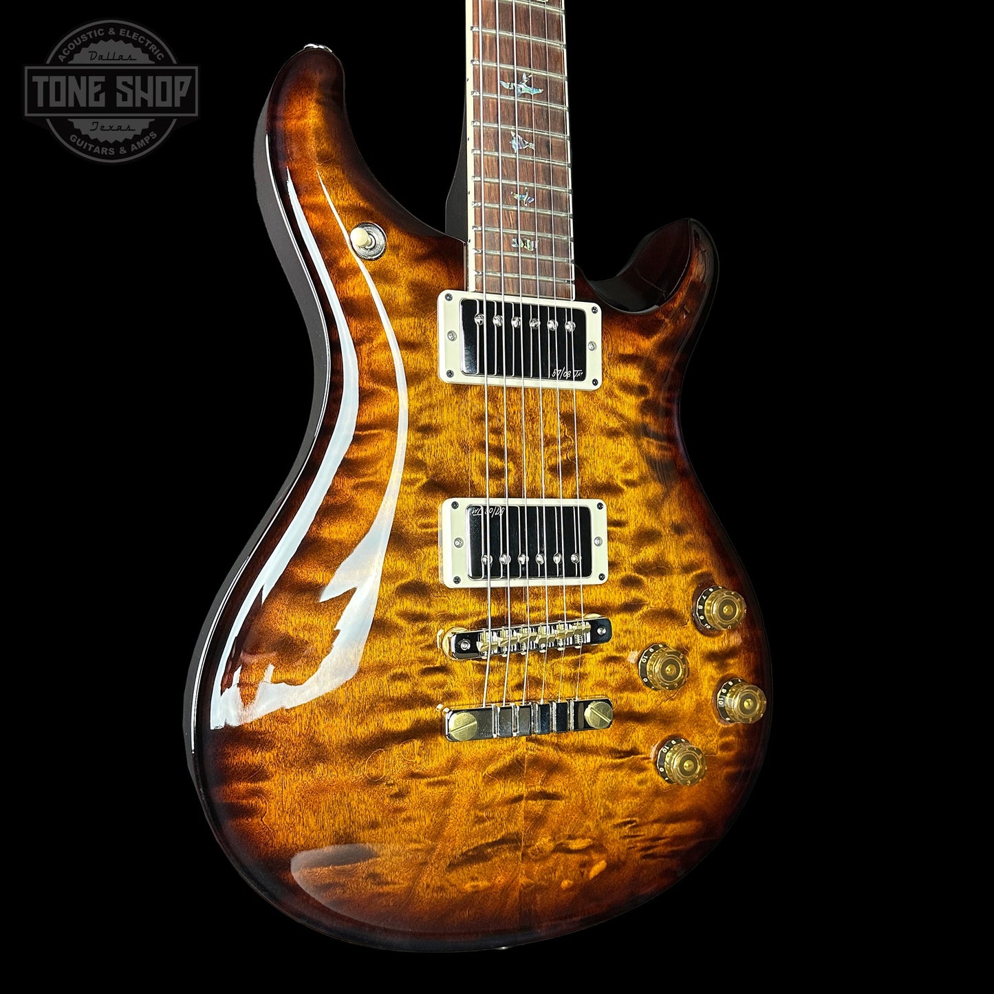 PRS Wood Library McCarty 594 10-top Quilt Black Gold Wraparound Korina w/case
