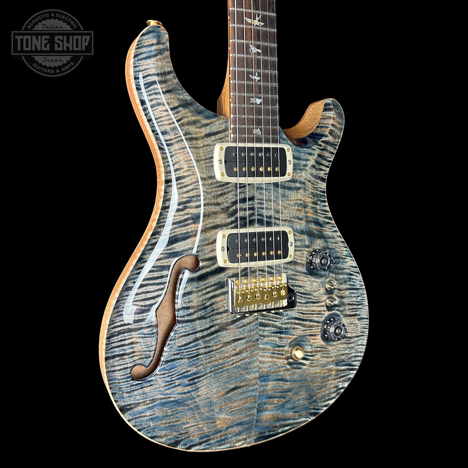 PRS 40th Anniversary Custom 24-08 Semi-Hollow Limited Faded Whale Blue Natural Back w/case