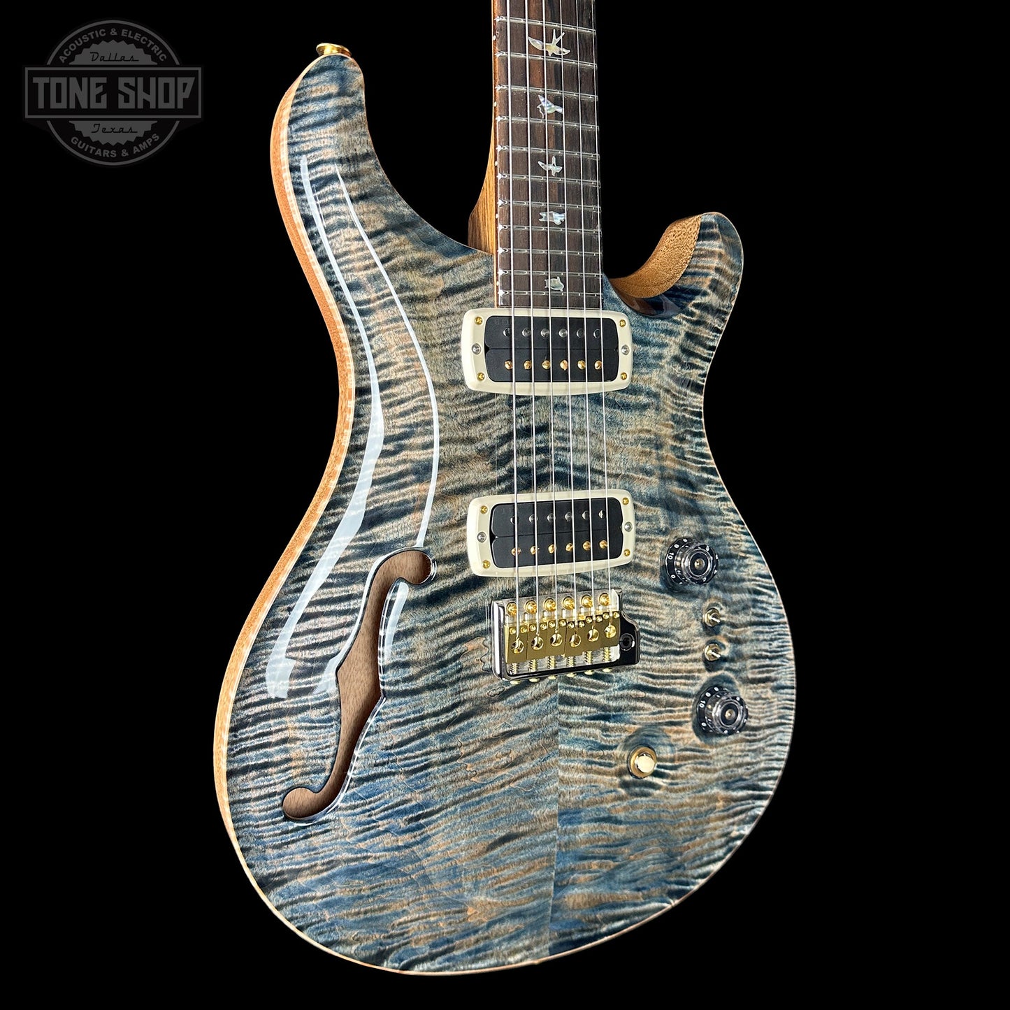 PRS 40th Anniversary Custom 24-08 Semi-Hollow Limited Faded Whale Blue Natural Back w/case