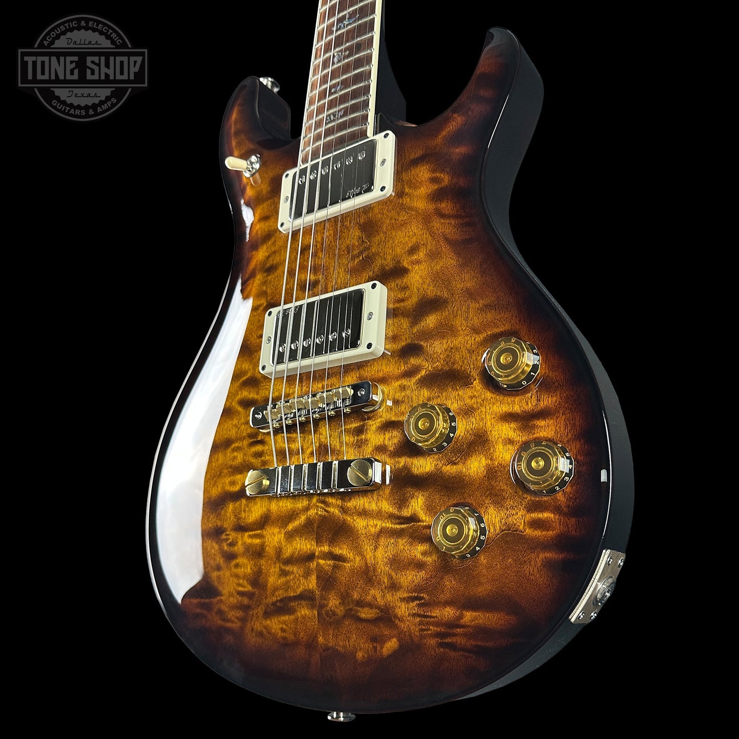 PRS Wood Library McCarty 594 10-top Quilt Black Gold Wraparound Korina w/case