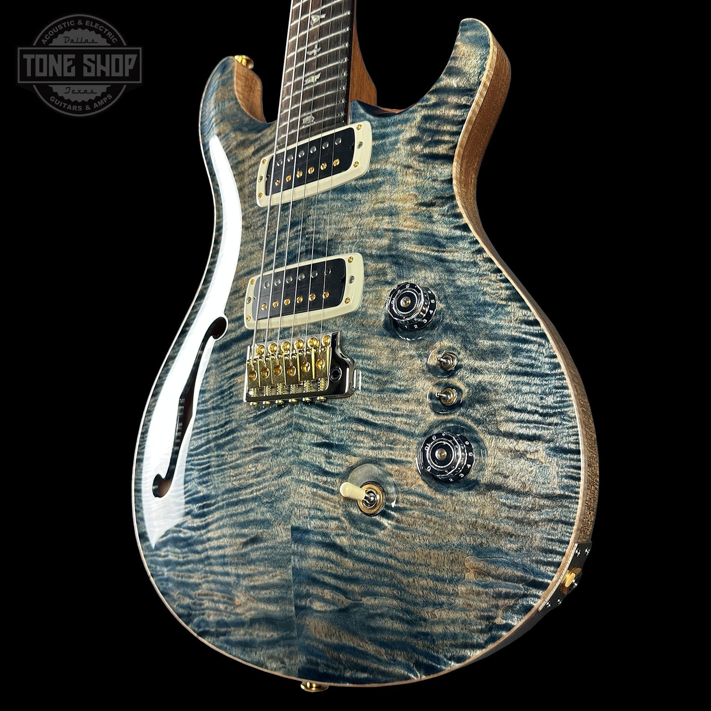 PRS 40th Anniversary Custom 24-08 Semi-Hollow Limited Faded Whale Blue Natural Back w/case