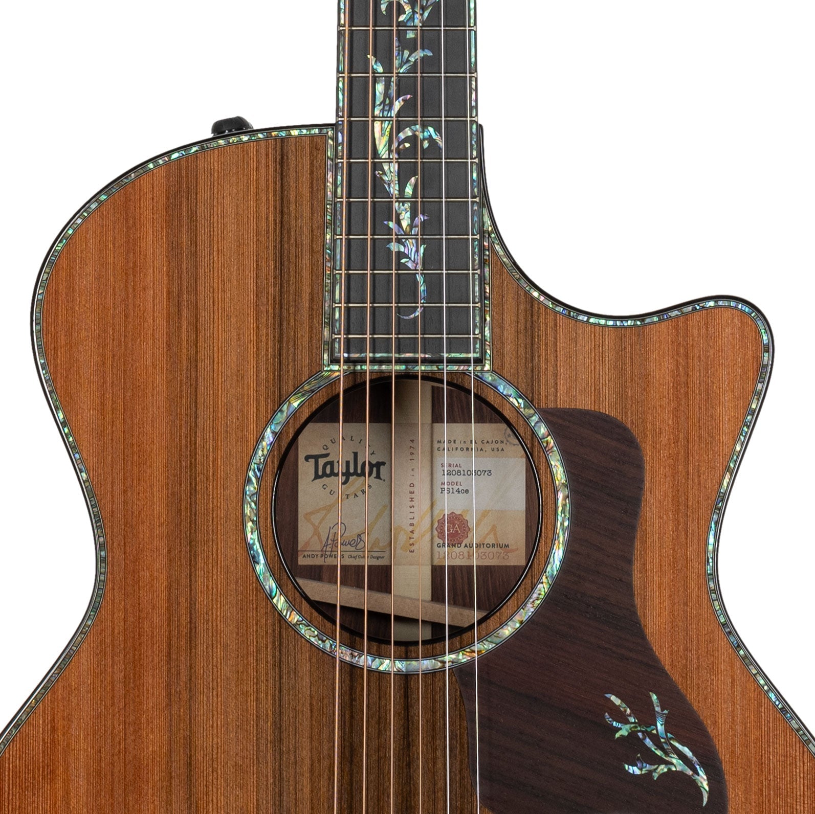 Taylor PS14ce Honduran Rosewood V-Class Acoustic Electric Guitar, Sinker Redwood