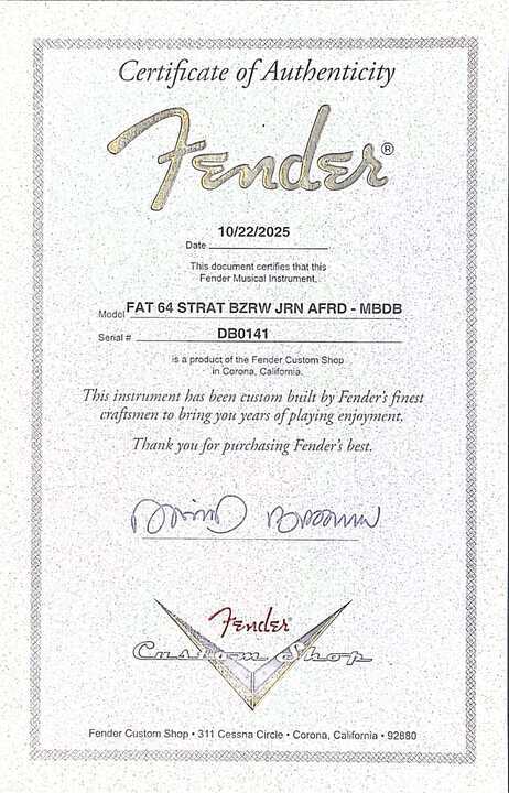 Fender Custom Shop Master Built David Brown Fat '64 Stratocaster - HW Josefina Pickups - Aged Fiesta Red