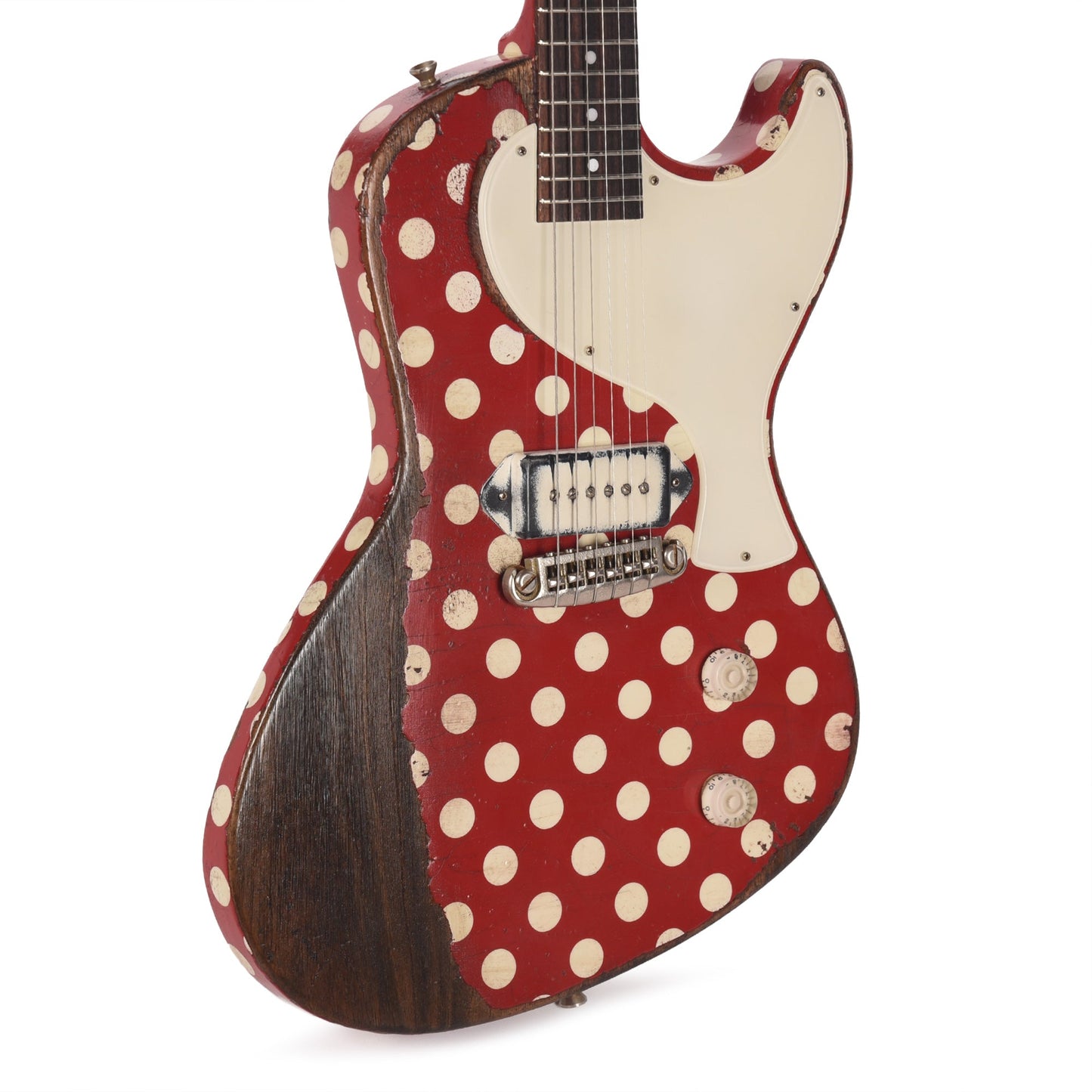 Rock N Roll Relics Revenge Jr Red & Aged White Polka Dots Heavy Aged Master Built by Billy Rowe w/"Dirty Dog" Dog Ear P90
