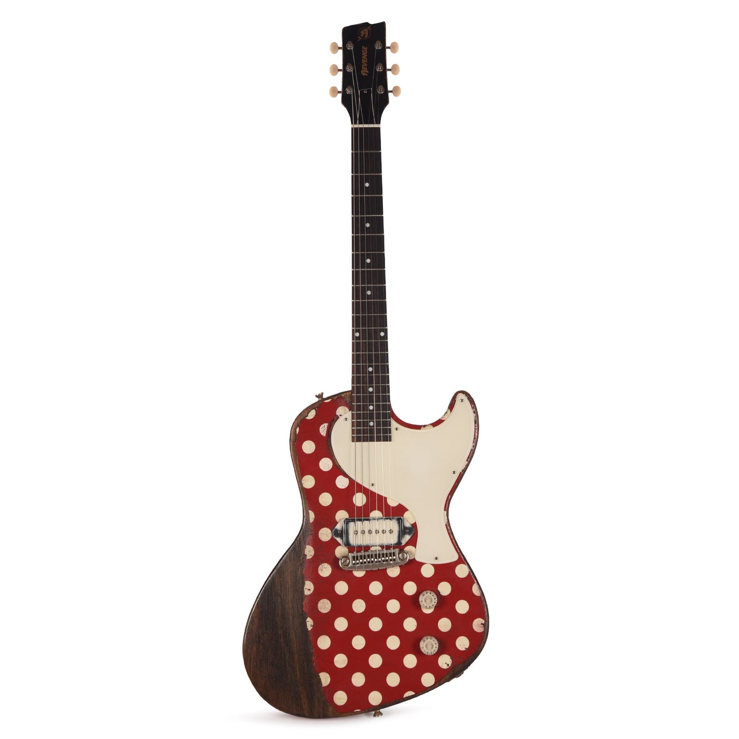 Rock N Roll Relics Revenge Jr Red & Aged White Polka Dots Heavy Aged Master Built by Billy Rowe w/"Dirty Dog" Dog Ear P90