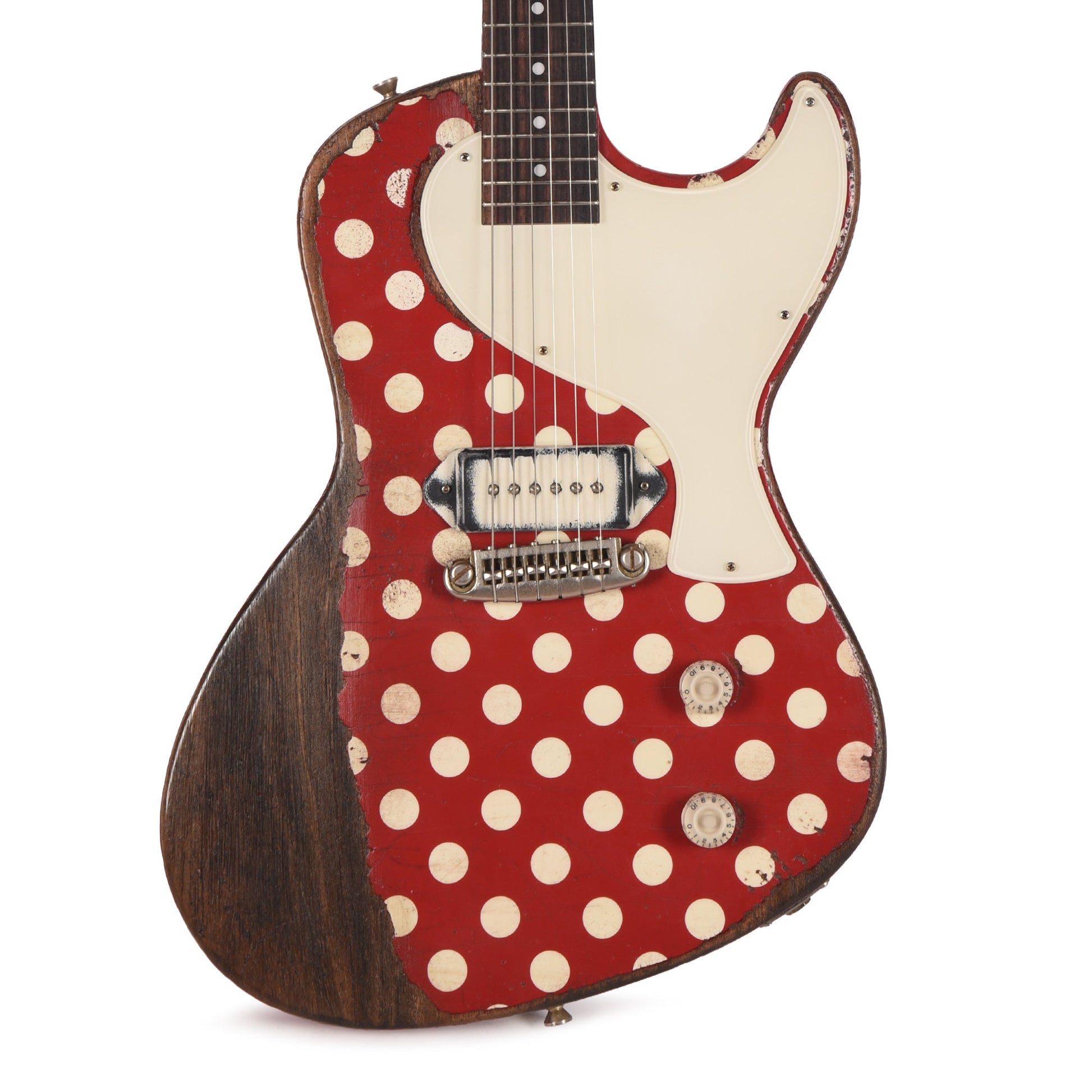 Rock N Roll Relics Revenge Jr Red & Aged White Polka Dots Heavy Aged Master Built by Billy Rowe w/"Dirty Dog" Dog Ear P90