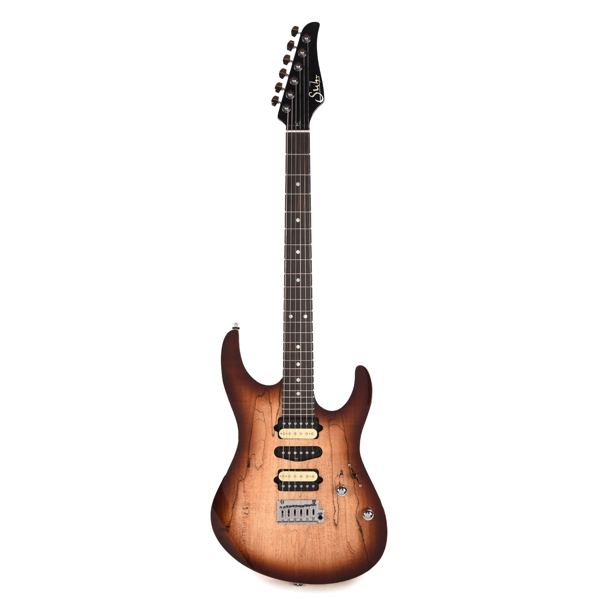 Suhr Custom Modern HSH Spalted Maple/Mahogany Dark Brown Burst w/Roasted Flame Maple Neck