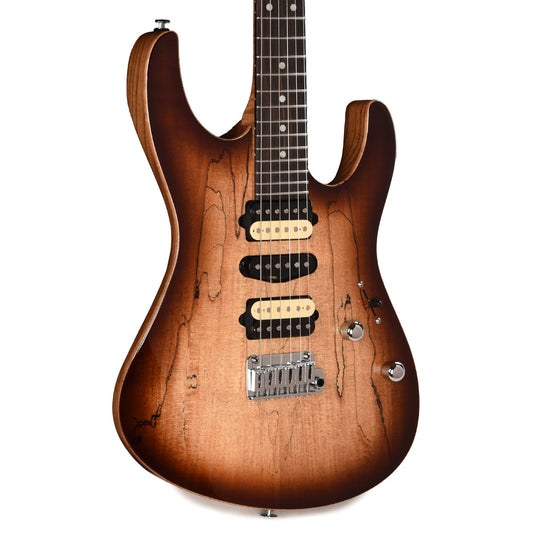 Suhr Custom Modern HSH Spalted Maple/Mahogany Dark Brown Burst w/Roasted Flame Maple Neck