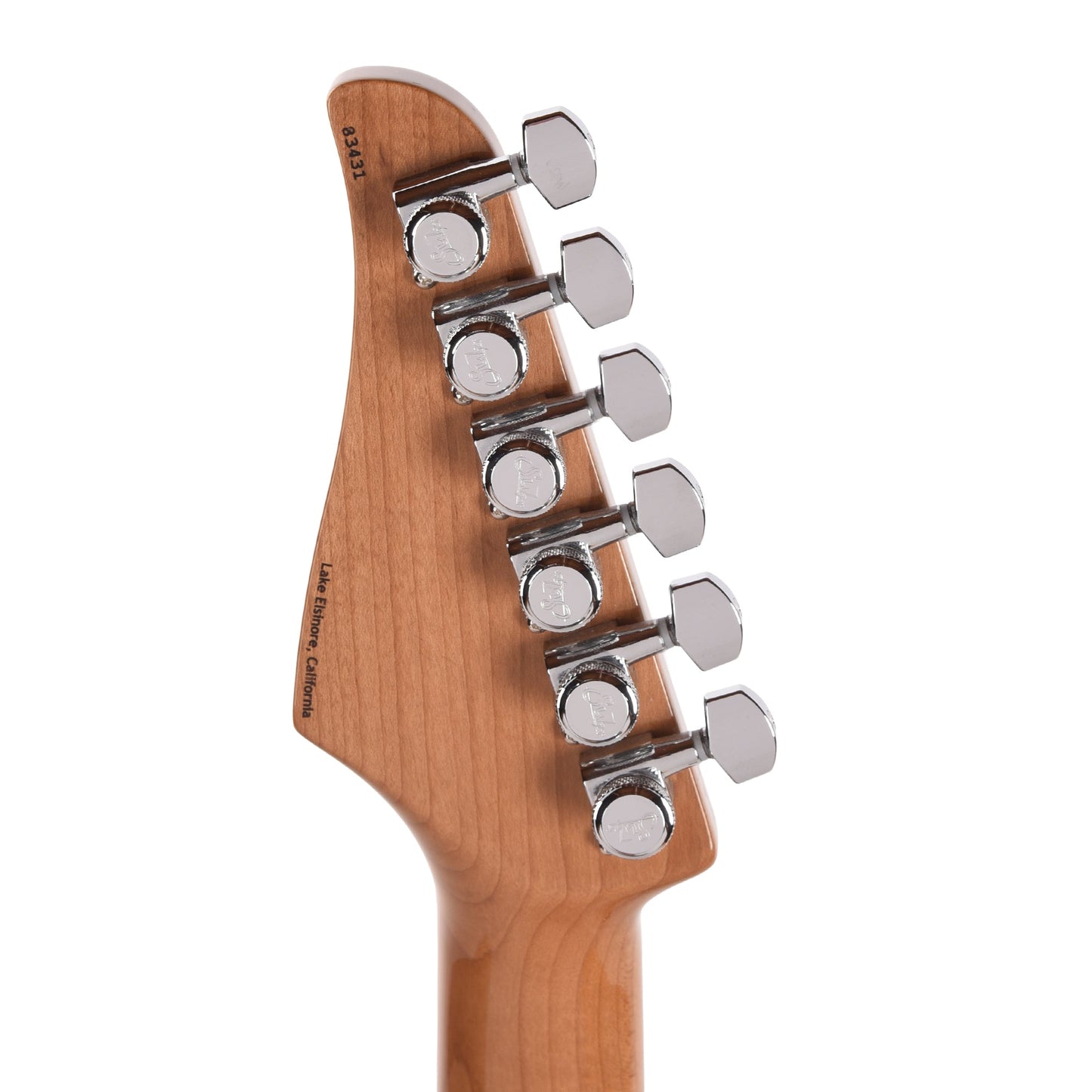 Suhr Custom Modern Trans Blue Denim w/CME-Selected Waterfall Burl Maple 1-Piece Top
