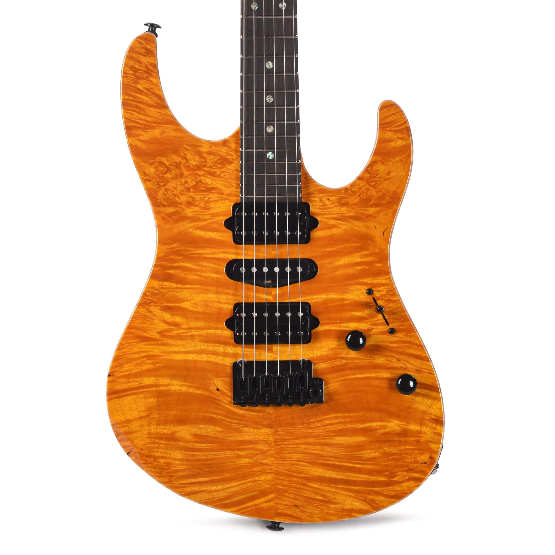 Suhr Custom Modern Trans Caramel w/ CME-Selected Waterfall Burl Maple Top