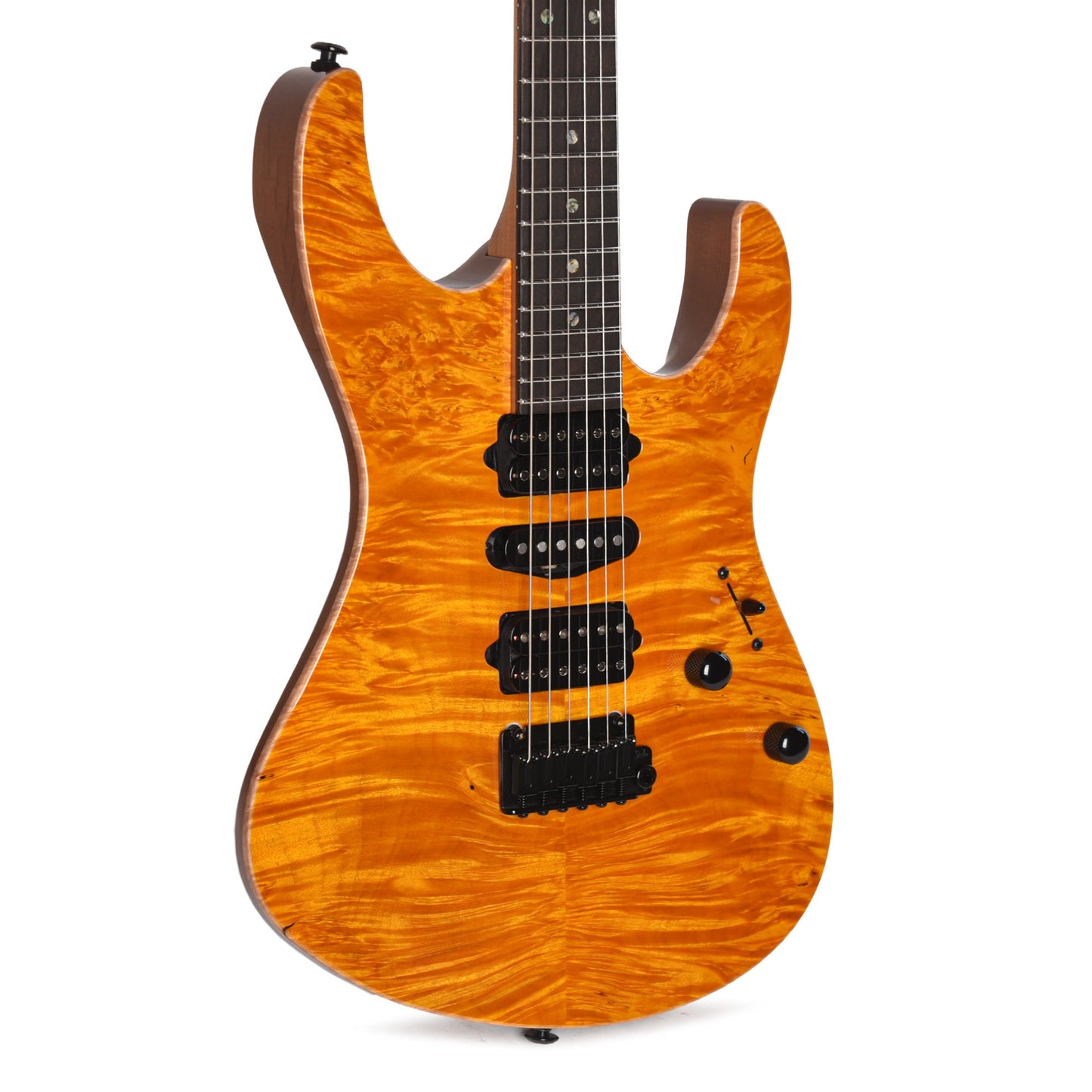 Suhr Custom Modern Trans Caramel w/ CME-Selected Waterfall Burl Maple Top