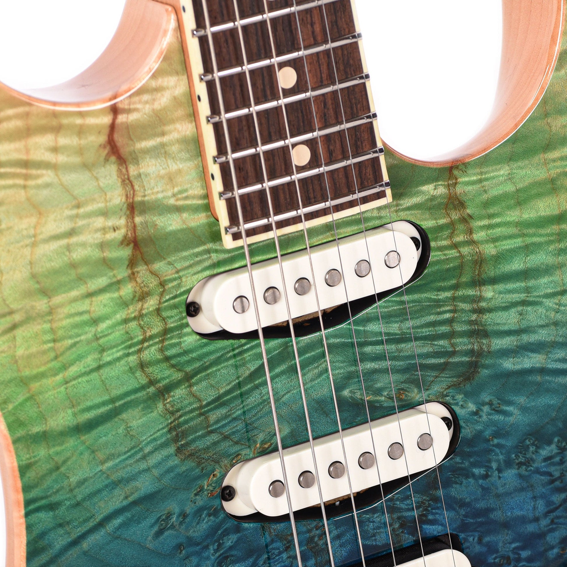 Suhr Custom Standard Aqua Blue Gradient w/CME-Selected Burl Maple Top