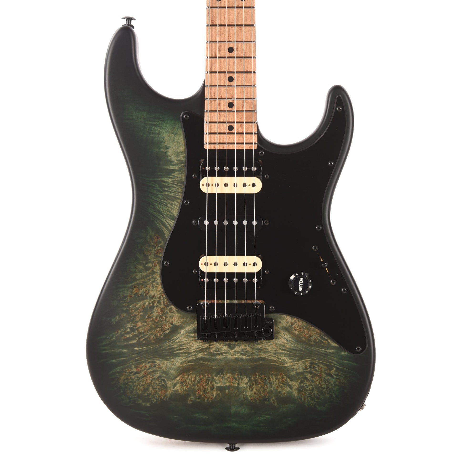 Suhr Custom Standard Faded Trans Green Burst w/ CME-Selected Waterfall Burl Maple Top