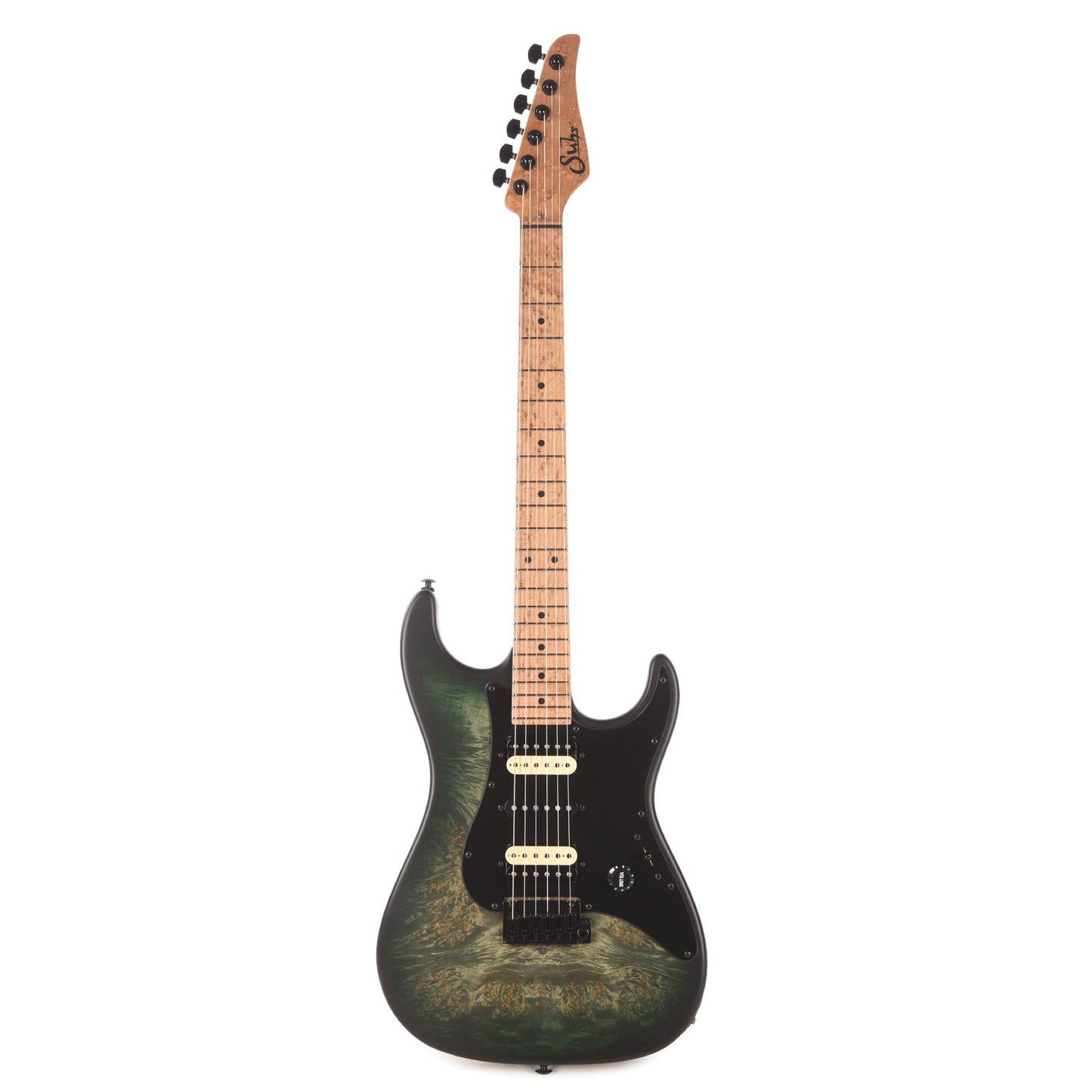 Suhr Custom Standard Faded Trans Green Burst w/ CME-Selected Waterfall Burl Maple Top