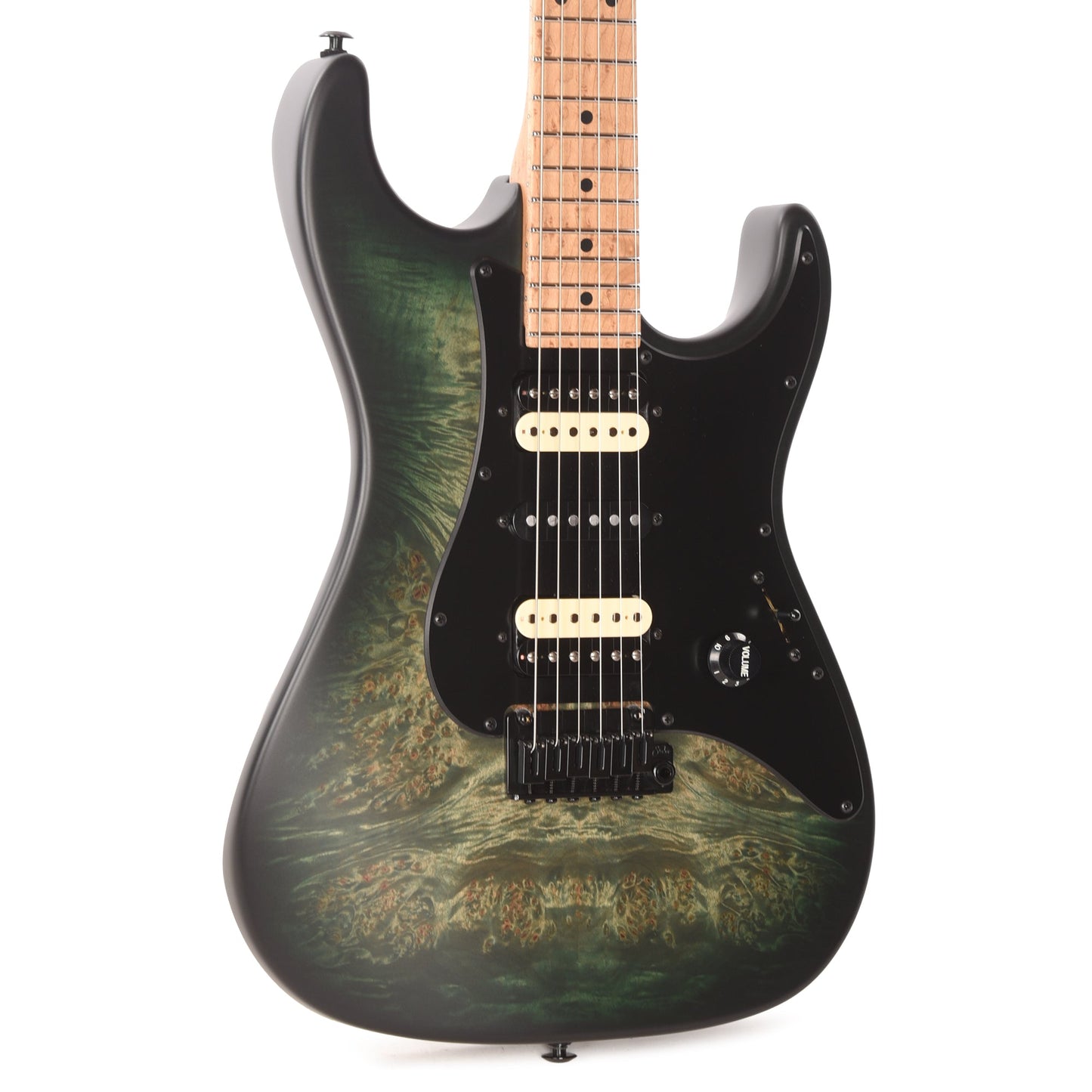 Suhr Custom Standard Faded Trans Green Burst w/ CME-Selected Waterfall Burl Maple Top