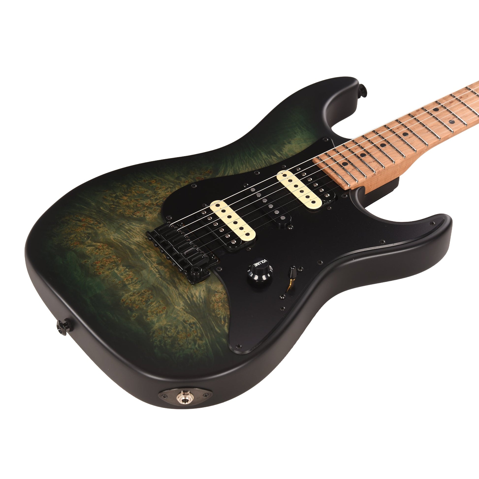 Suhr Custom Standard Faded Trans Green Burst w/ CME-Selected Waterfall Burl Maple Top
