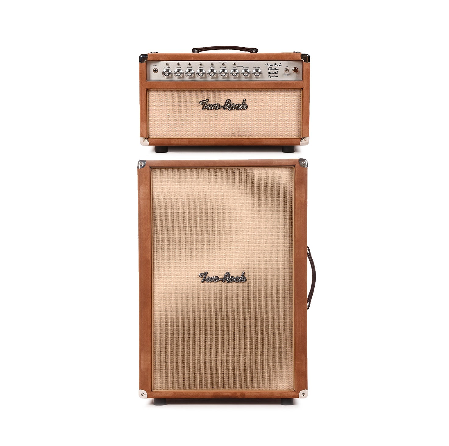Two Rock Classic Reverb Signature 100/50W Head and 2x12 Vertical Cabinet Tobacco Suede w/ Cane Grill Cloth Bundle