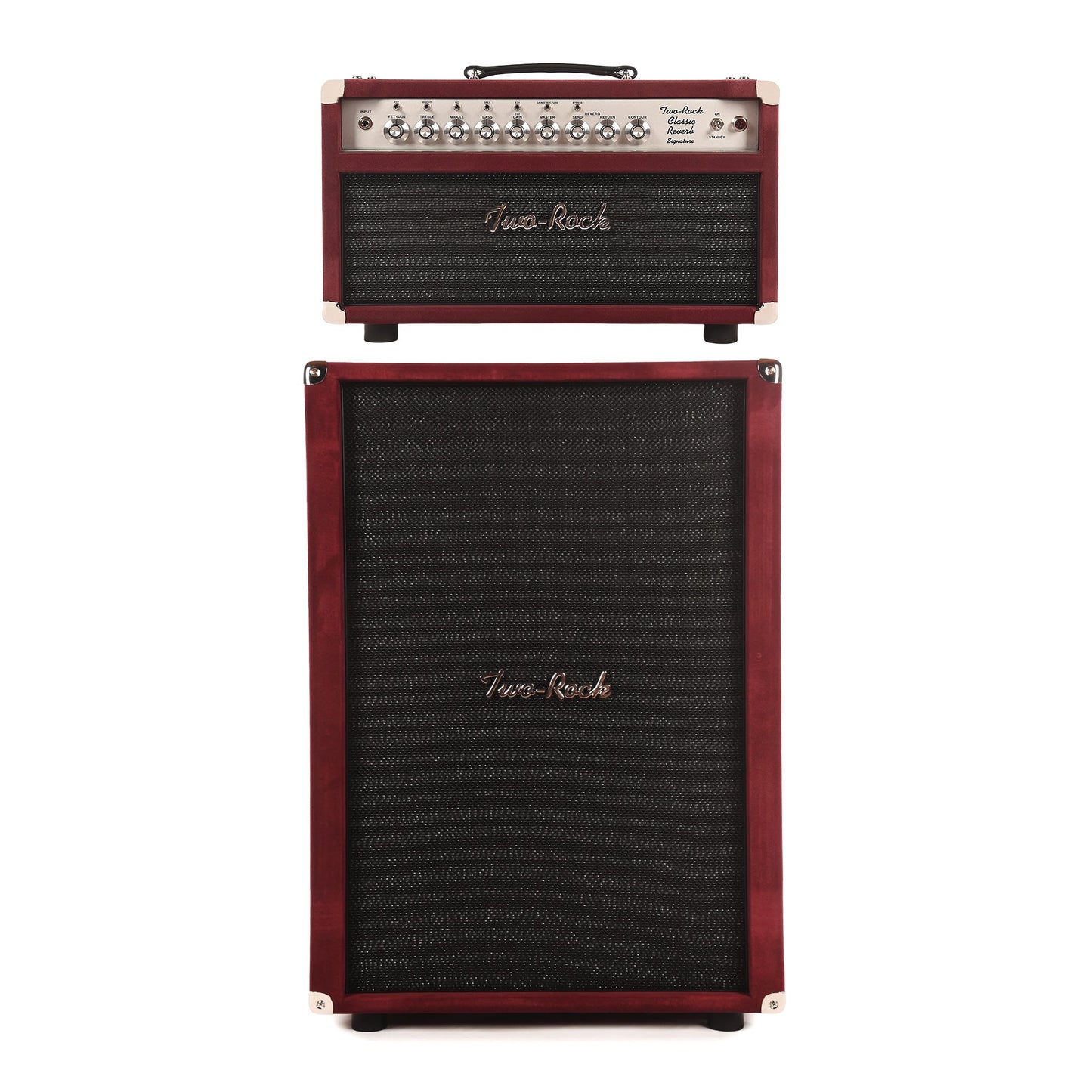 Two Rock Classic Reverb Signature 100/50W Head and 2x12 Vertical Cabinet Burgundy Suede w/Sparkle Matrix Grill Cloth Bundle