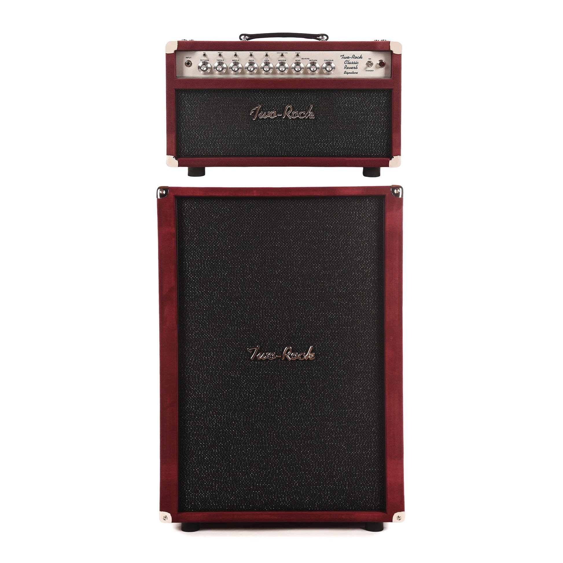 Two Rock Classic Reverb Signature 100/50W Head and 2x12 Vertical Cabinet Burgundy Suede w/Sparkle Matrix Grill Cloth Bundle