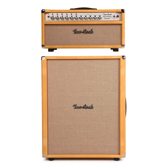 Two Rock Silver Sterling Signature 100W Head and 2x12 Vertical XL Cabinet SSS Width Gold Suede w/ Cane Grill Cloth Bundle