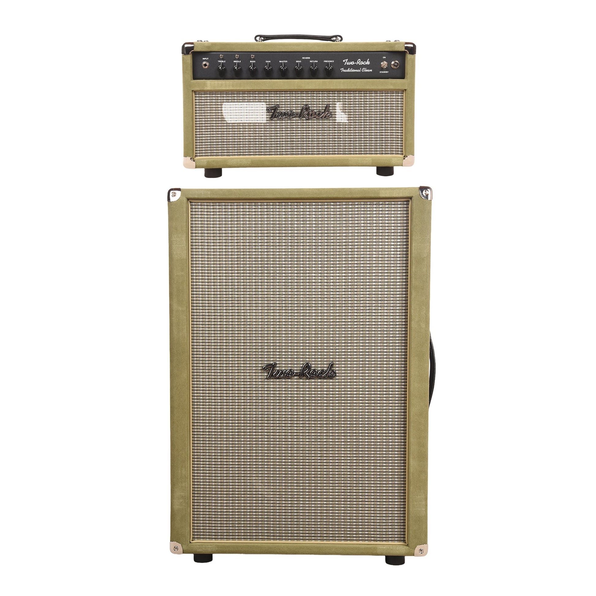 Two Rock Traditional Clean 100/50W and 2x12 Vertical Cabinet Moss Suede w/ Beige Grill Cloth Bundle