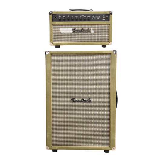 Two Rock Traditional Clean 100/50W and 2x12 Vertical Cabinet Moss Suede w/ Beige Grill Cloth Bundle
