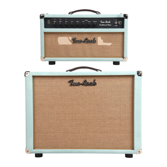 Two Rock Traditional Clean 40/20W Head and 1x12 Vertical Cabinet Mint Suede w/ Cane Grill Cloth Bundle
