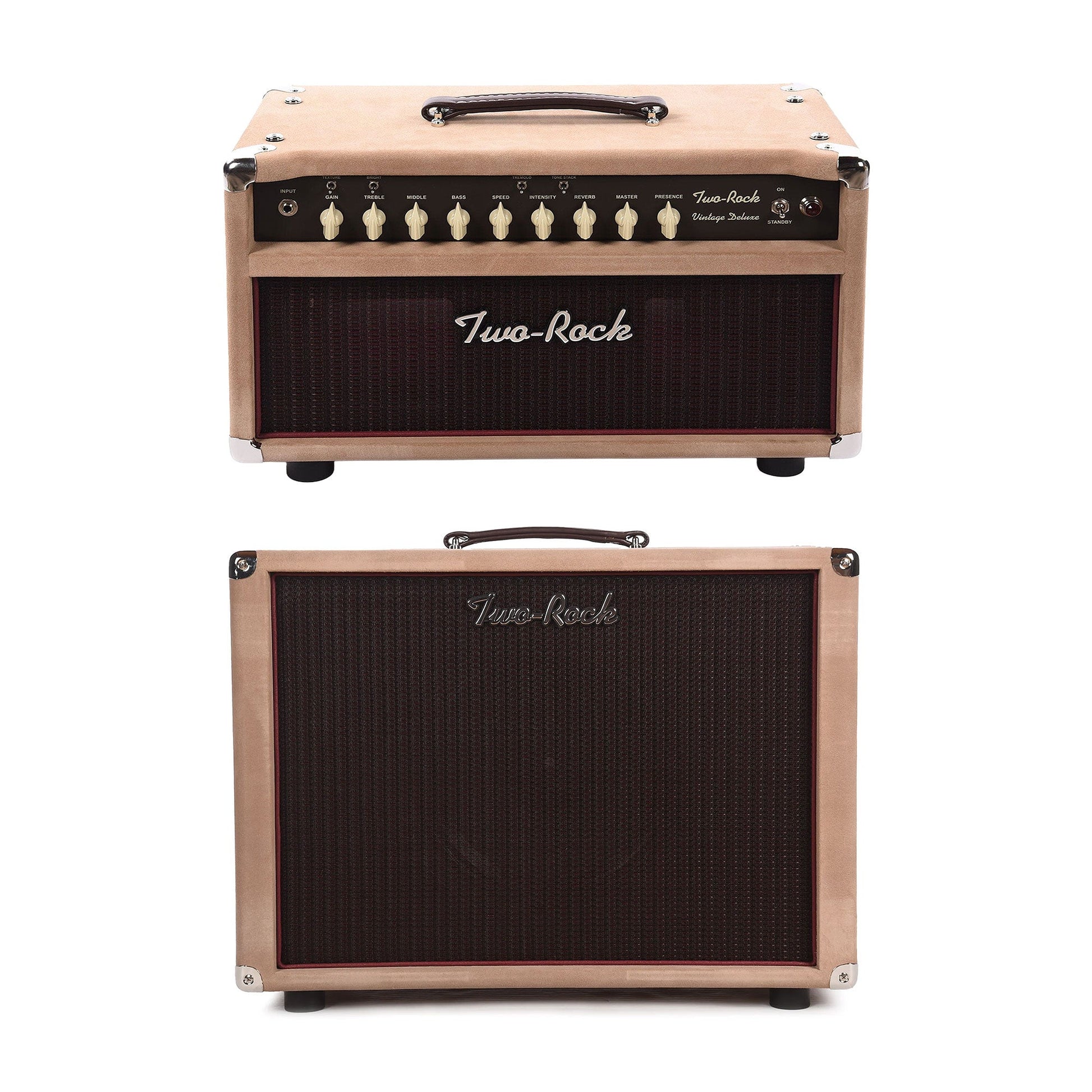 Two Rock Vintage Deluxe 40w Head and 1x12 Cab Dogwood Suede w/ Oxblood Grill Cloth bundle
