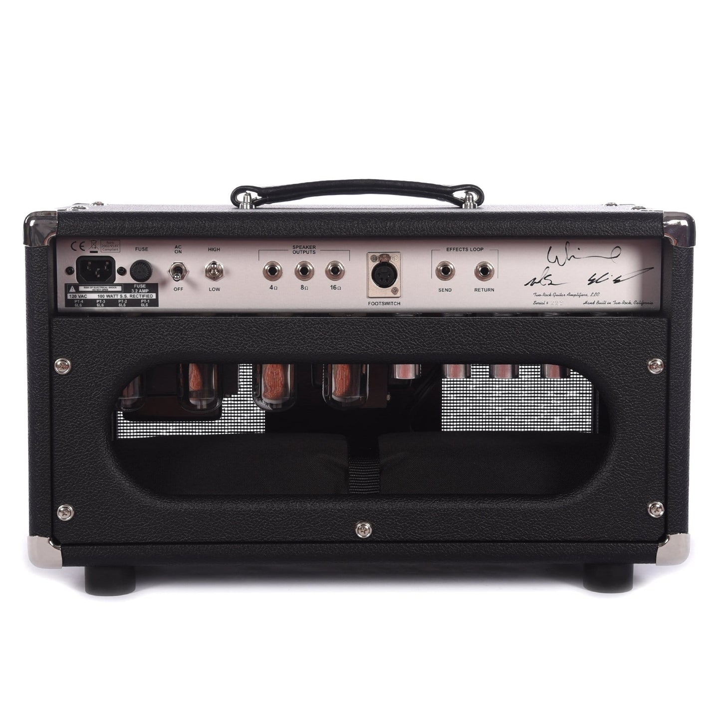 Two Rock Classic Reverb Signature Silver Anodized 100w Head w/Footswitch & Silver Skirted Knobs