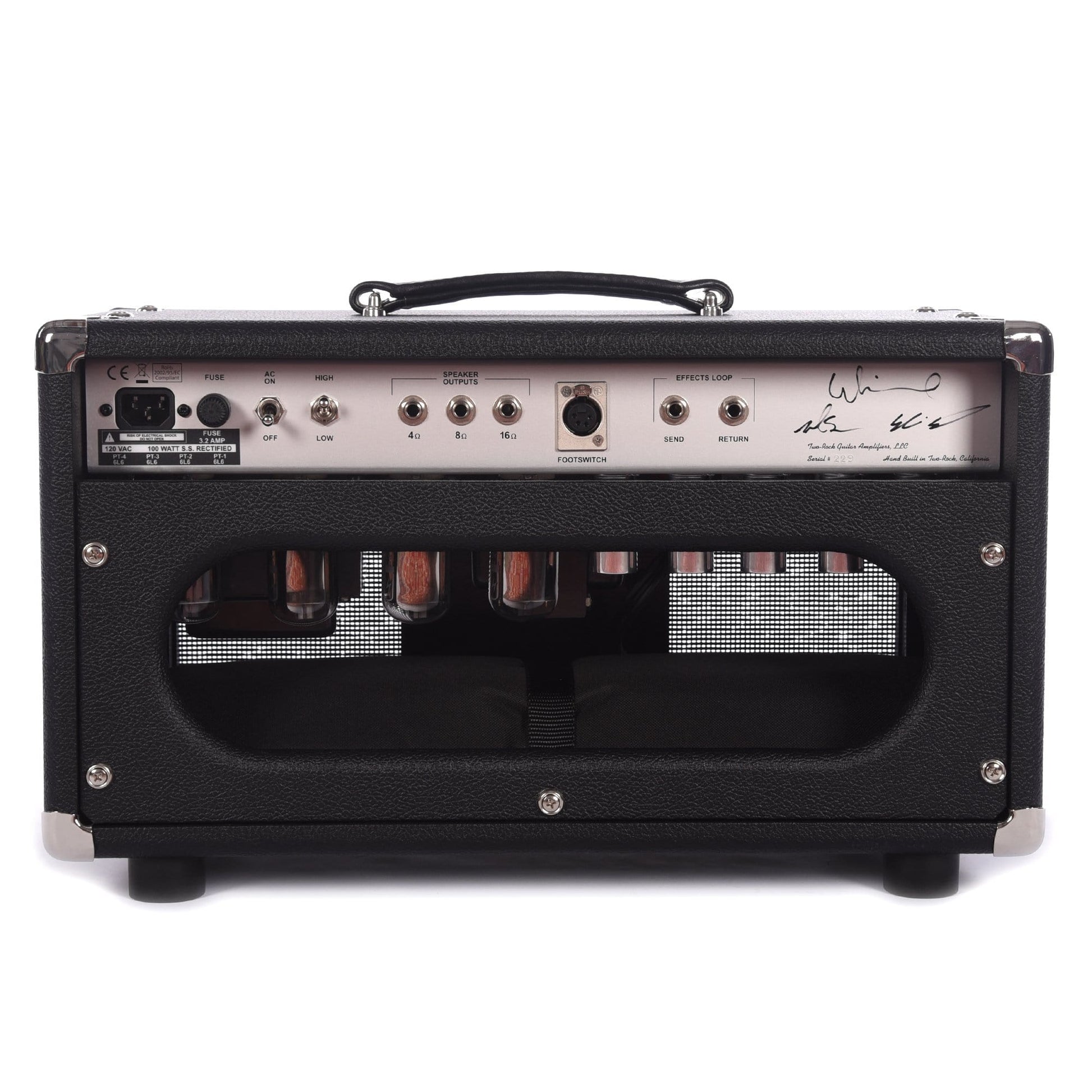 Two Rock Classic Reverb Signature Silver Anodized 100w Head w/Footswitch & Silver Skirted Knobs