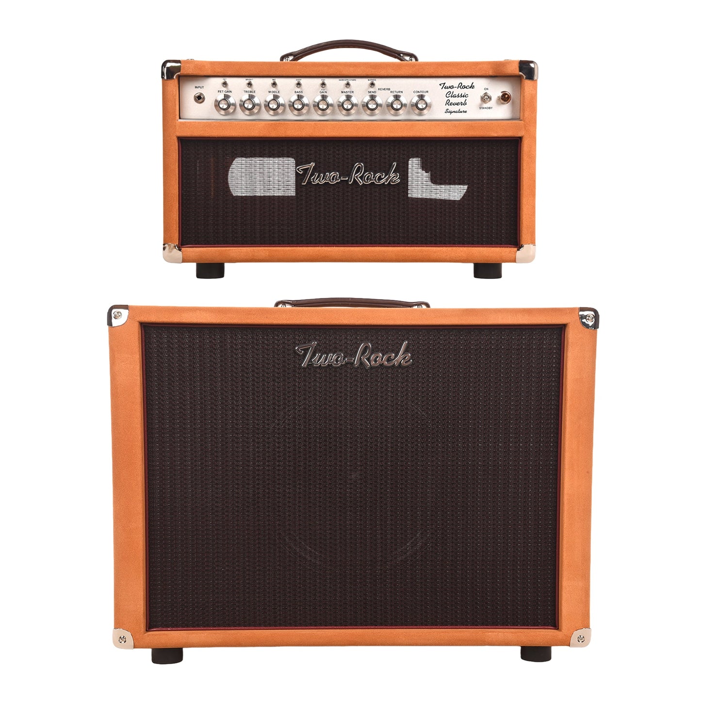 Two Rock Classic Reverb Signature 40W Head and 1x12 Cabinet Golden Brown Suede w/ Oxblood Grill Cloth Bundle