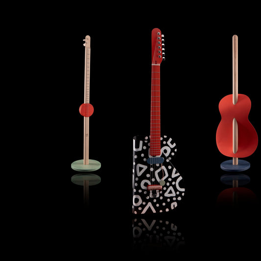 Verso Art Piece Trio - Cosmo, Two Stringed Stick Guitar w/Pickup, Sculpture Less is More is Less, Painted by Pretty Done